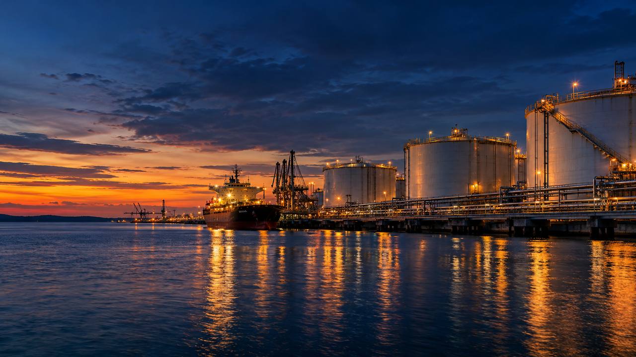 SourceLink Terminals bulk liquid storage terminal with deep-water jetty and storage tanks